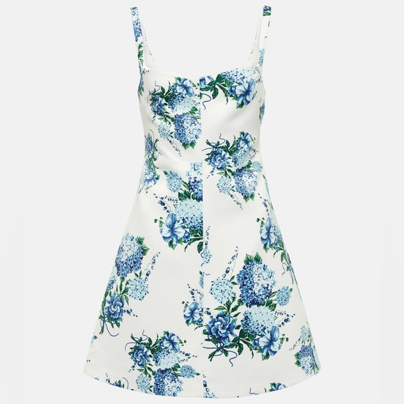 New Emilia Wickstead Thoni Floral Mini Dress White Blue Sz 8 - Picture 16 of 16
